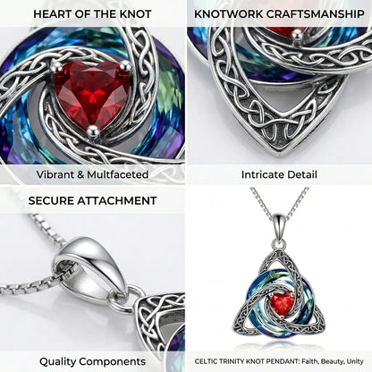 ✝️✨ Birthstone Celtic Knot Necklace – Trinity Crystal Pendant for Mom, Silver Plated Adjustable Chain, Faith Love Unity Birthday Gift💎❤️