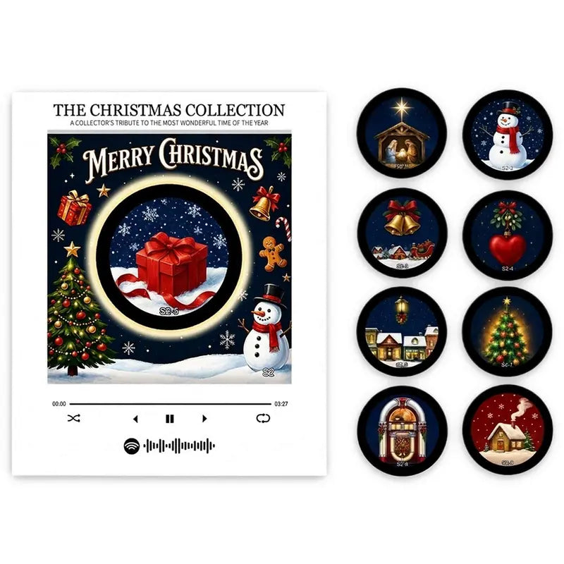 Christmas Vinyl Fridge Magnet Music Player 9 Vinyl Records Mini Player NFC Gift