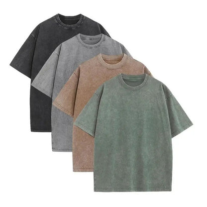 Back to School Distressed Cotton Couple Tees – Breathable Oversized Short Sleeve Tops