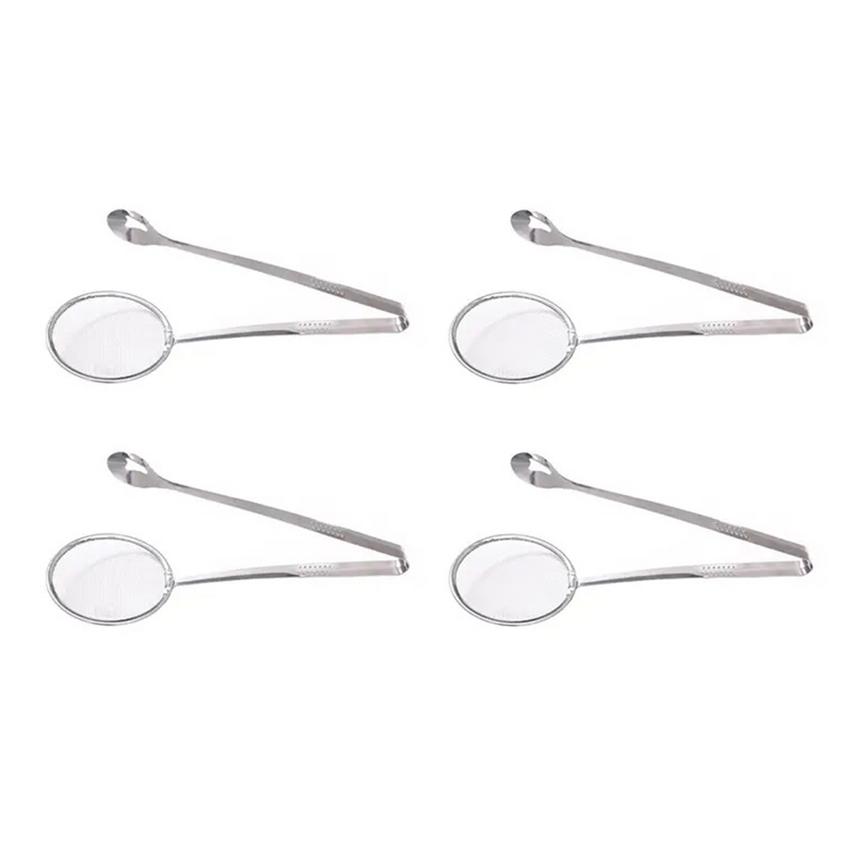 2-in-1 Stainless Steel Strainer Tongs – Fine Mesh Skimmer Clip for Frying Hot Pot Noodles