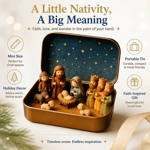 Christmas Pocket-Size Nativity Scene Set with Storage Box