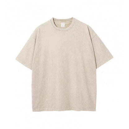 Back to School Distressed Cotton Couple Tees – Breathable Oversized Short Sleeve Tops