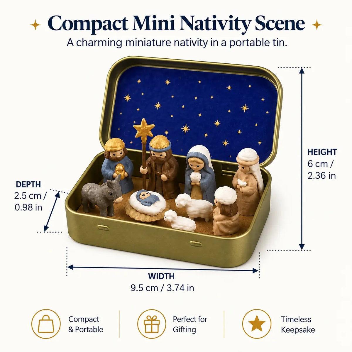 Christmas Pocket-Size Nativity Scene Set with Storage Box