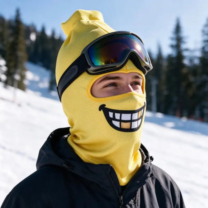 Funny Smiley Face Balaclava Lightweight Knit Winter Face Cover for Skiing Snowboarding