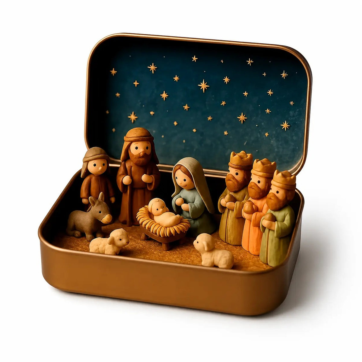 Christmas Pocket-Size Nativity Scene Set with Storage Box