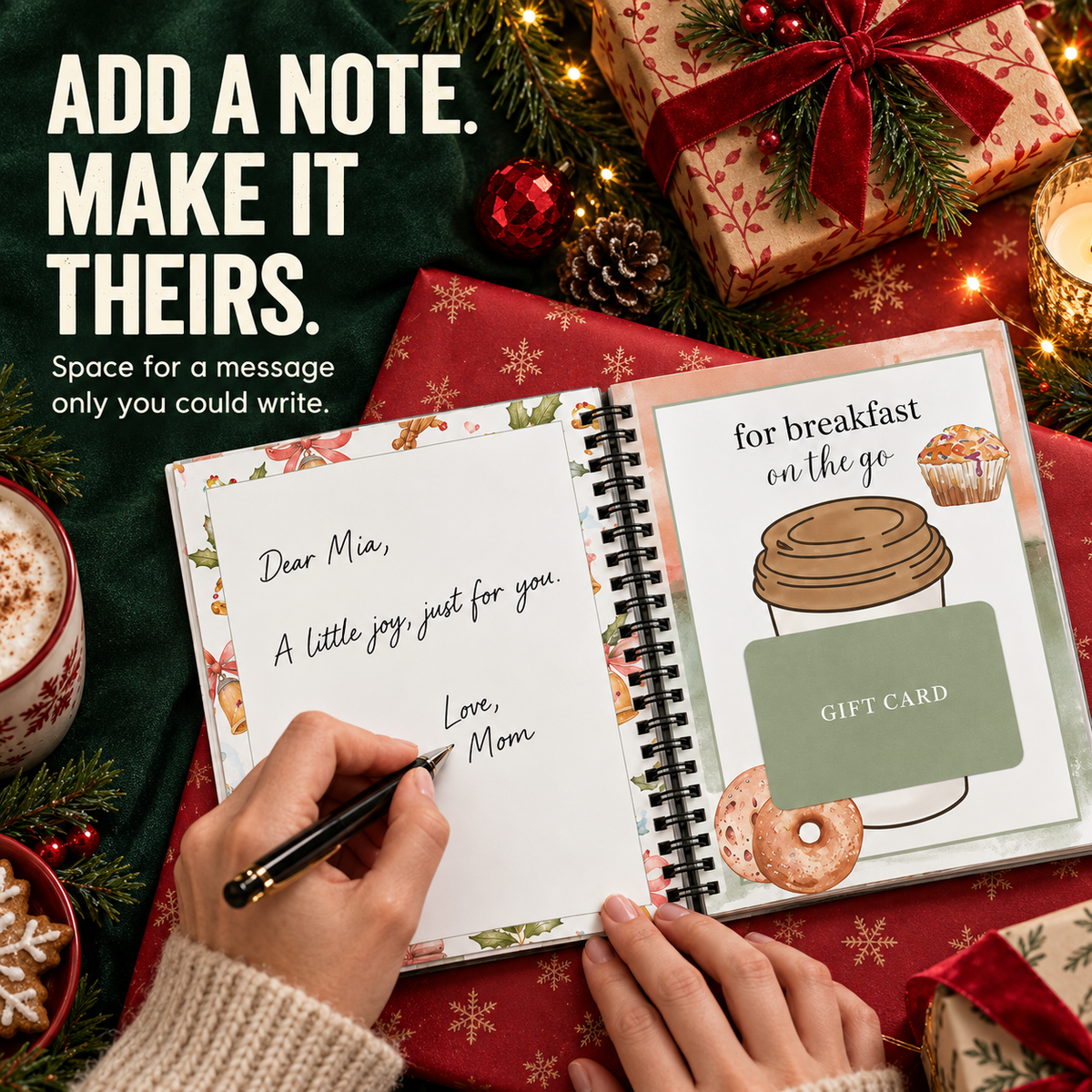 DIY Spiral Bound Merry Christmas Gift Card Album Surprise Page Holder Gift Planner Notebook