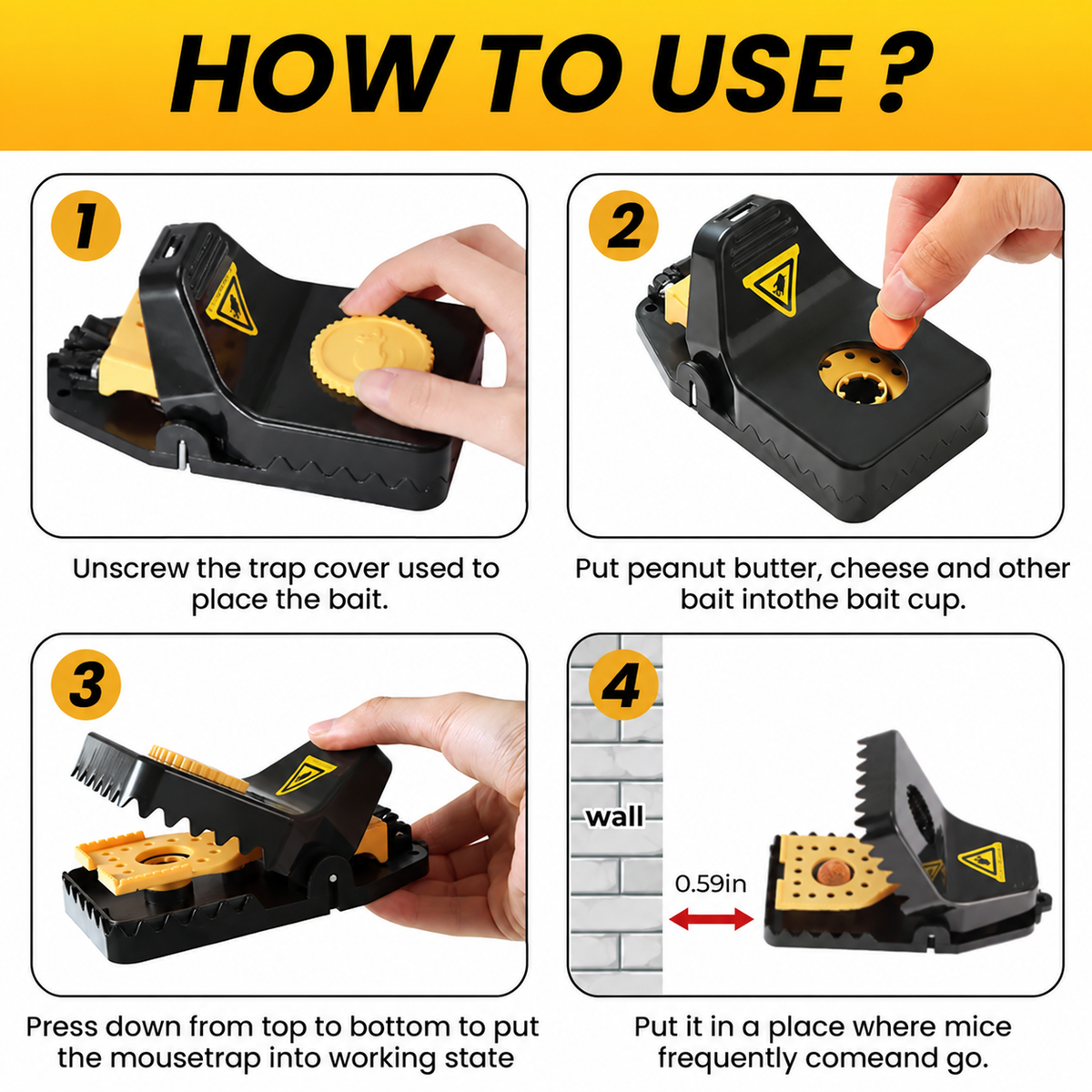 Mouse Traps Reusable Powerful Snap Easy Set Indoor Outdoor