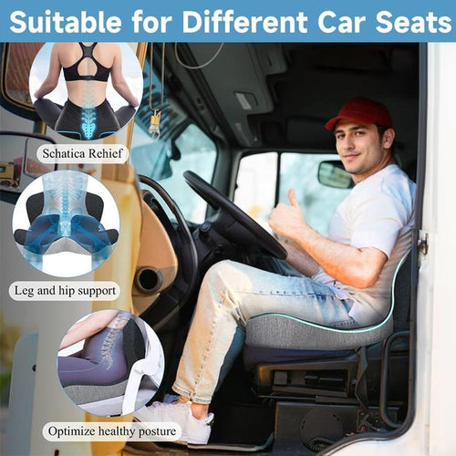 Ergonomic Memory Foam Seat Cushion with Contoured Lumbar Support & Pressure Relief