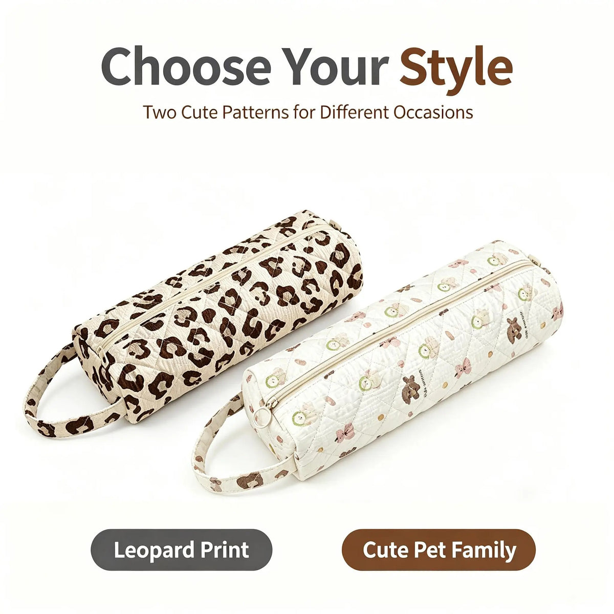 Quilted Multi-Purpose Makeup Pouch with Handle Large Capacity Travel Toiletry Organizer