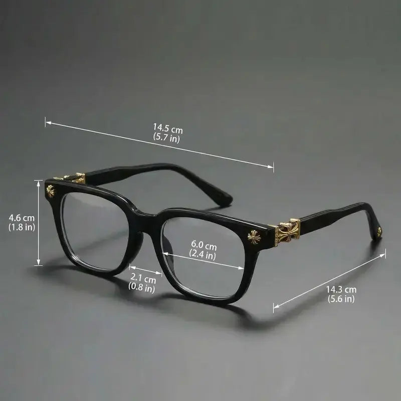 Anti Blue Light Fashion Metal Square Frame Flat Lens Reading Glasses