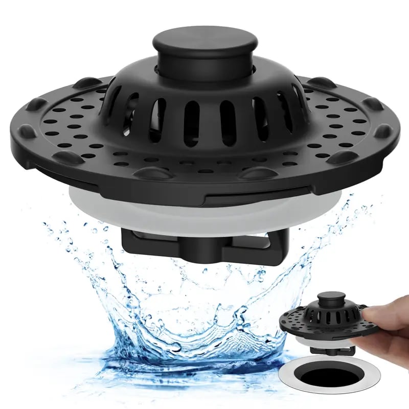 3-in-1 Bathroom Decor Sink Stopper - Anti-Clogging Quick Drain