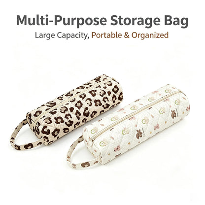 Quilted Multi-Purpose Makeup Pouch with Handle Large Capacity Travel Toiletry Organizer