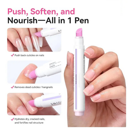 2 in 1 Cuticle Remover Pen 45 Degree Ceramic Tip for Dry Cuticles Hangnails Portable 2 Pack Travel