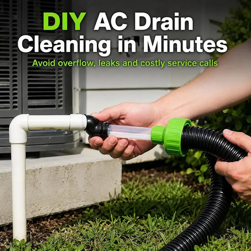 Universal AC Drain Line Cleaner Adapter Wet Dry Vacuum Attachment