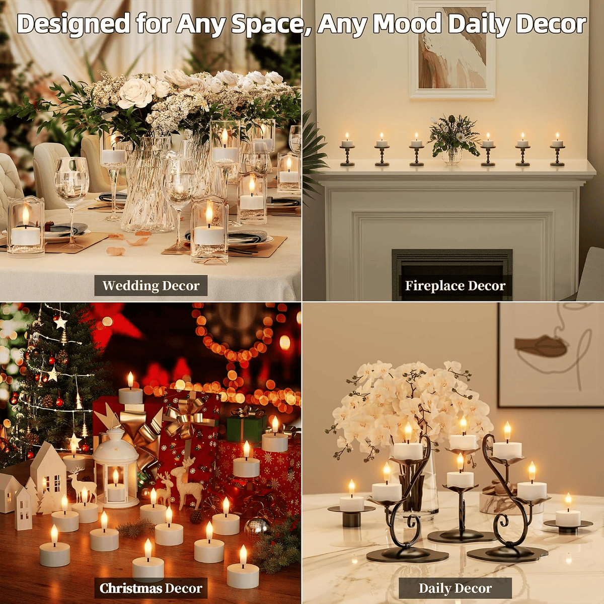 🕯️Rechargeable USB C Flameless Tealight Candles with Remote Timer Realistic Flame Home Decor