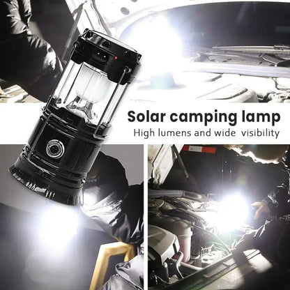 Foldable Waterproof Solar LED Emergency Lantern With Flashlight For Outages And Hiking