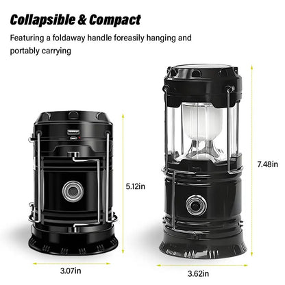 Foldable Waterproof Solar LED Emergency Lantern With Flashlight For Outages And Hiking