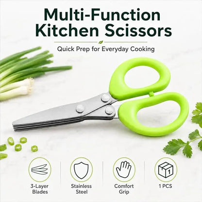 Stainless Steel 5 Blade Herb Scissors Multi Blade Cutting Shears for Kitchen
