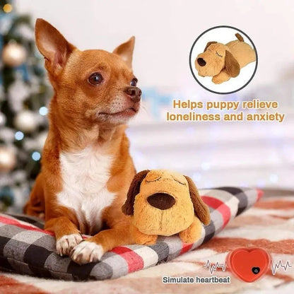 Dog Anxiety Heartbeat Plush Toy Sleep Simulation Calming Durable Interactive Pet Chew