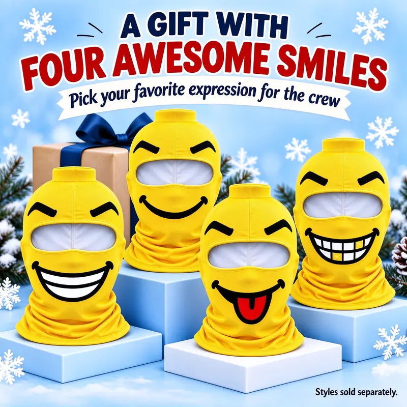 Funny Smiley Face Balaclava Lightweight Knit Winter Face Cover for Skiing Snowboarding