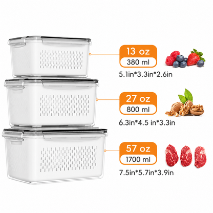 Stackable Fridge Organizer with Removable Colander – BPA-Free Fruit & Veggie Storage Container