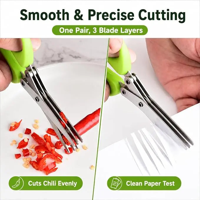 Stainless Steel 5 Blade Herb Scissors Multi Blade Cutting Shears for Kitchen