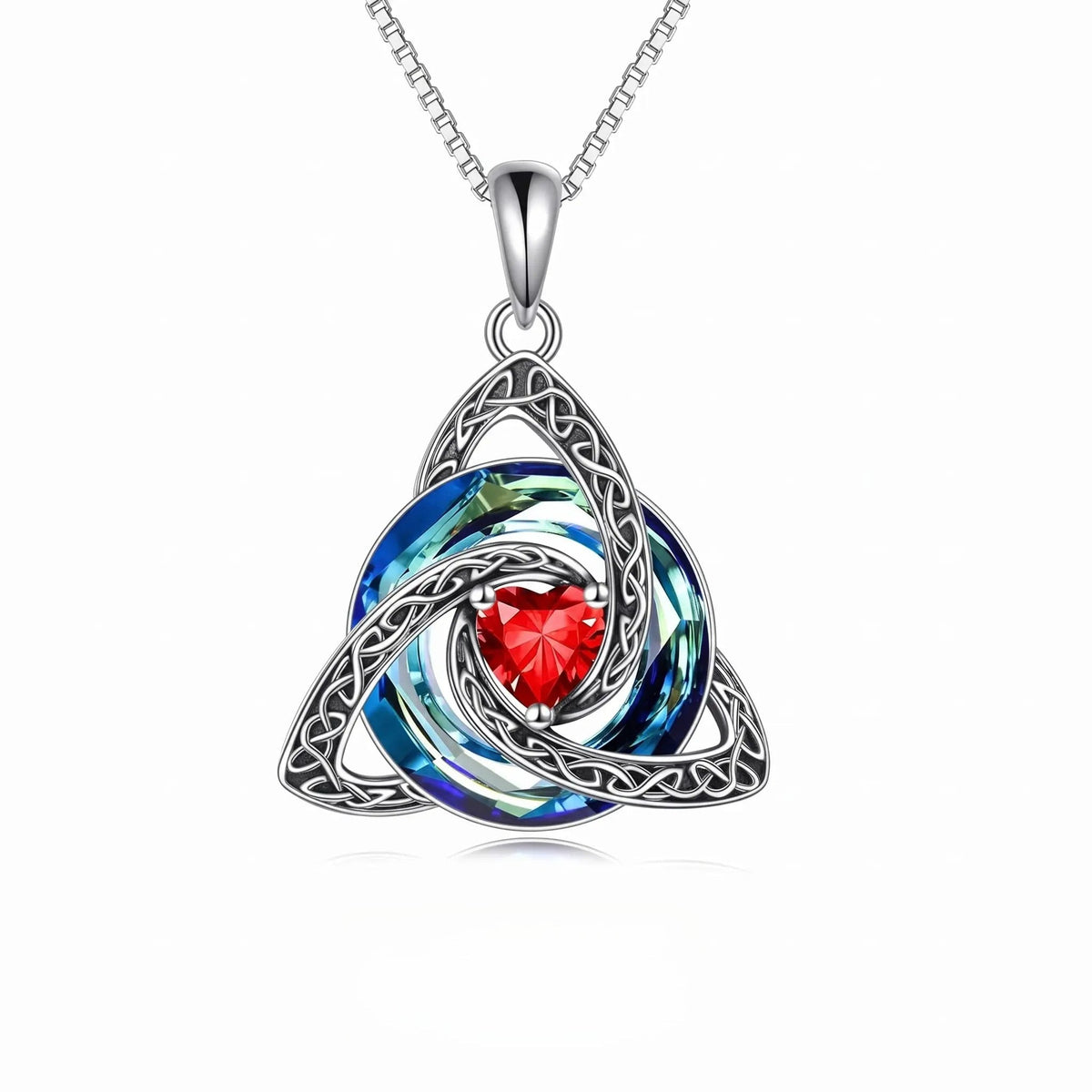 ✝️✨ Birthstone Celtic Knot Necklace – Trinity Crystal Pendant for Mom, Silver Plated Adjustable Chain, Faith Love Unity Birthday Gift💎❤️
