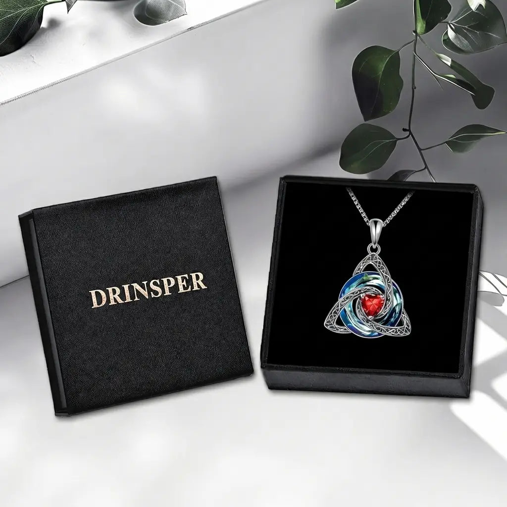 ✝️✨ Birthstone Celtic Knot Necklace – Trinity Crystal Pendant for Mom, Silver Plated Adjustable Chain, Faith Love Unity Birthday Gift💎❤️