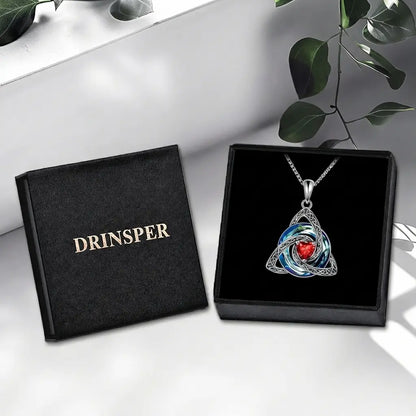 ✝️✨ Birthstone Celtic Knot Necklace – Trinity Crystal Pendant for Mom, Silver Plated Adjustable Chain, Faith Love Unity Birthday Gift💎❤️