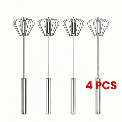 Stainless Steel Hand Push Spinning Wire Whisk Semi Automatic Easy Clean
