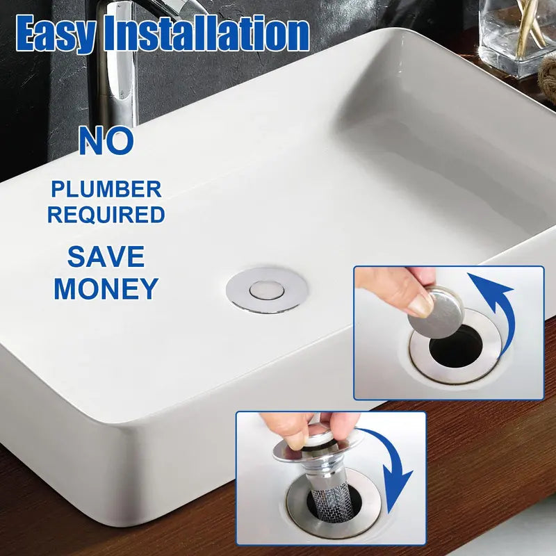 Sink Drain Filter Stainless Steel Removable Basket Pop Up Drain Plug