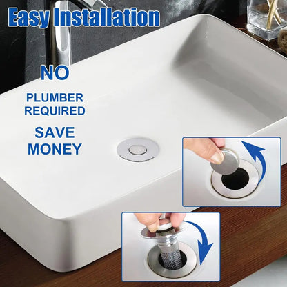 Sink Drain Filter Stainless Steel Removable Basket Pop Up Drain Plug