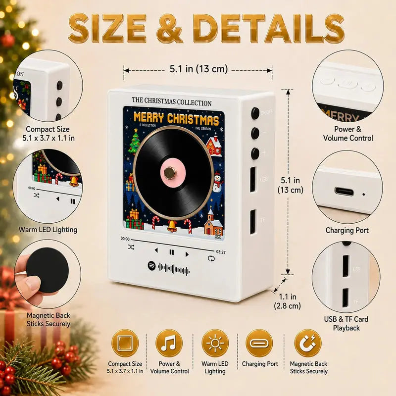 Christmas Vinyl Fridge Magnet Music Player 9 Vinyl Records Mini Player NFC Gift