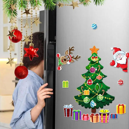Christmas Refrigerator Magnets Tree Santa Reindeer Snowman for Fridge Kitchen Metal Door Decor