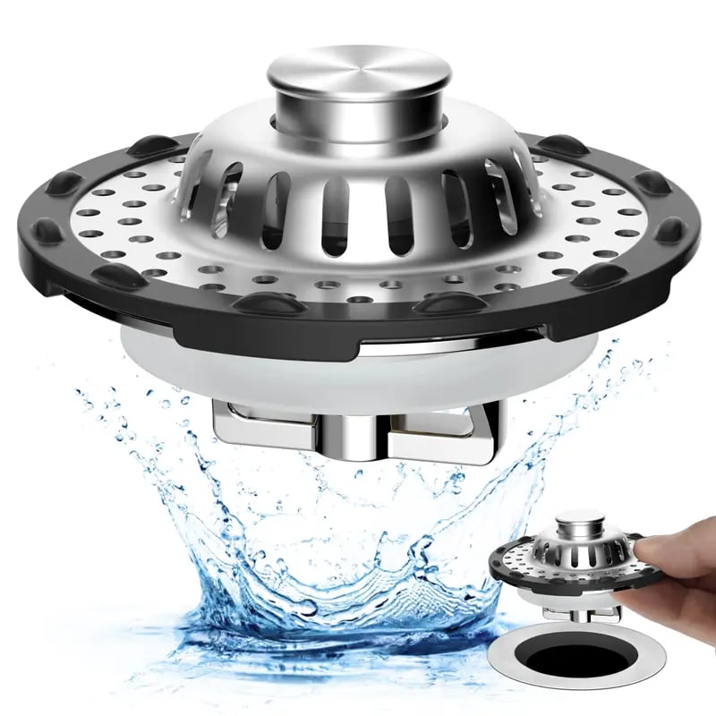 3-in-1 Bathroom Decor Sink Stopper - Anti-Clogging Quick Drain