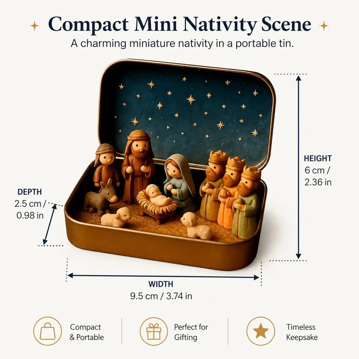 Christmas Pocket-Size Nativity Scene Set with Storage Box