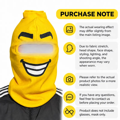 Funny Smiley Face Balaclava Lightweight Knit Winter Face Cover for Skiing Snowboarding