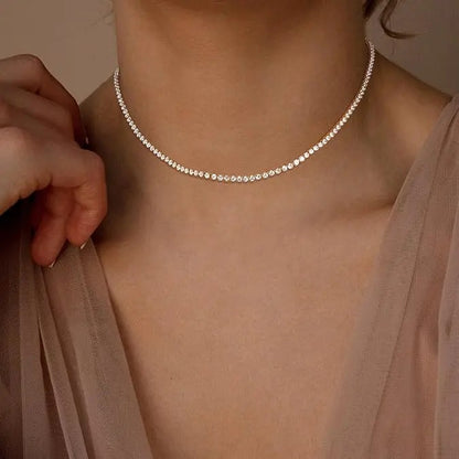 Tennis Necklace for Women 14K Gold Plated or Sterling Silver Cubic Zirconia Dainty Choker Gift