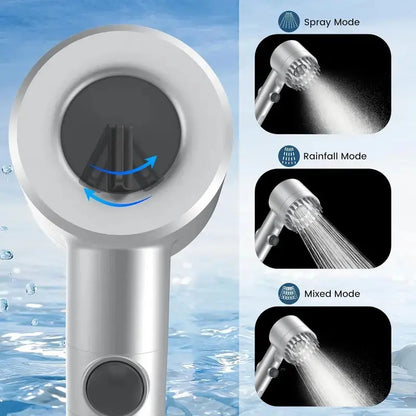 Handheld Shower Head with ON OFF Switch Multi Mode High Pressure Turbo Spray for Hard Water