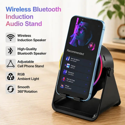5-in-1 Wireless Bluetooth Speaker with 360° LED Stand & Universal Phone Holder