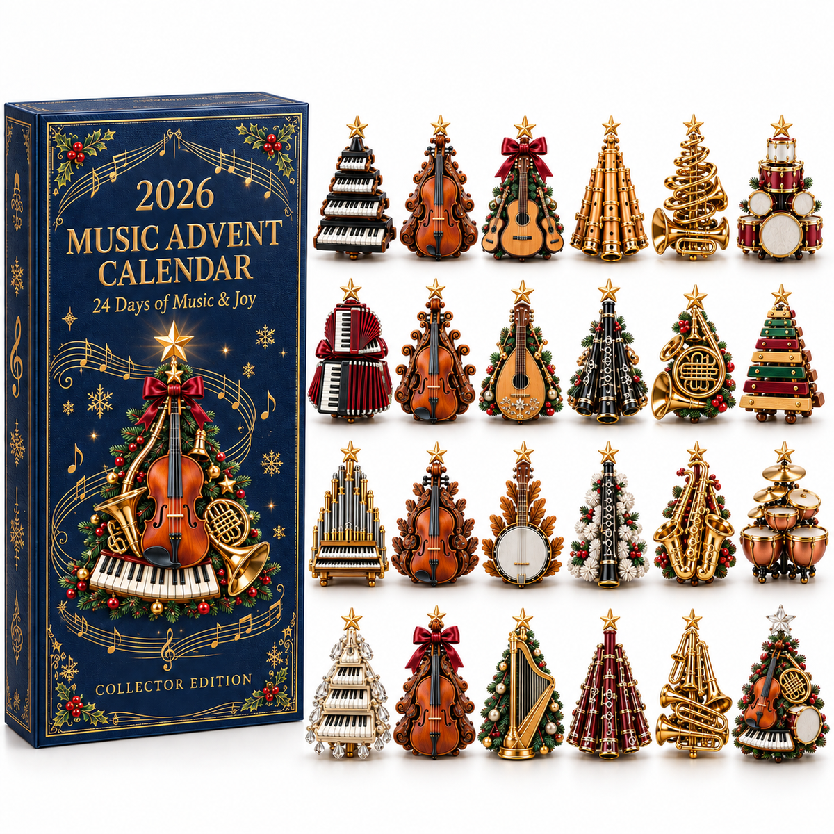 Christmas Music Lovers Advent Calendar 24 Unique Musical Instrument Miniatures Gift