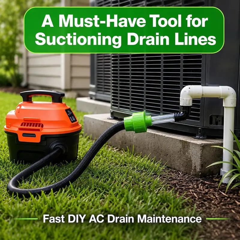 Universal AC Drain Line Cleaner Adapter Wet Dry Vacuum Attachment