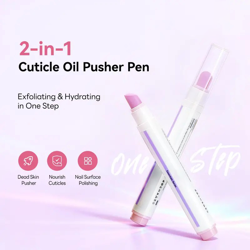 2 in 1 Cuticle Remover Pen 45 Degree Ceramic Tip for Dry Cuticles Hangnails Portable 2 Pack Travel