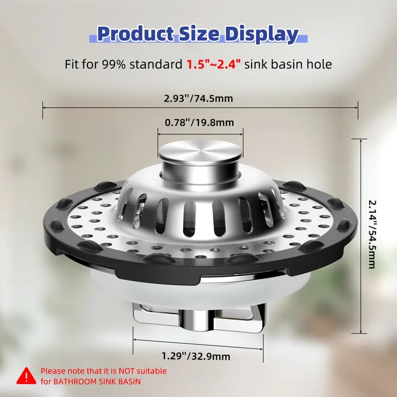 3-in-1 Bathroom Decor Sink Stopper - Anti-Clogging Quick Drain