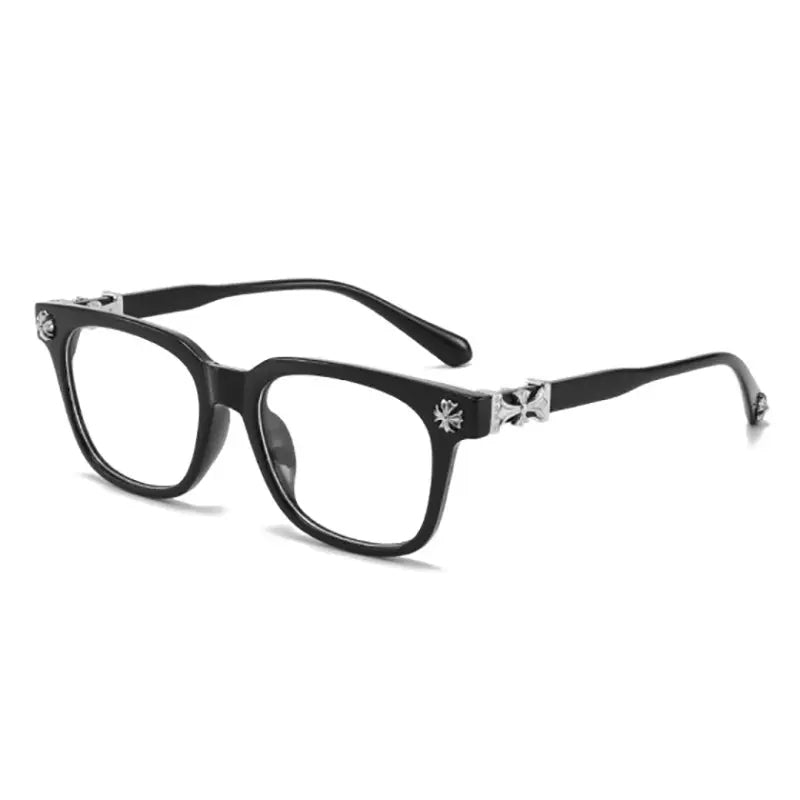 Anti Blue Light Fashion Metal Square Frame Flat Lens Reading Glasses