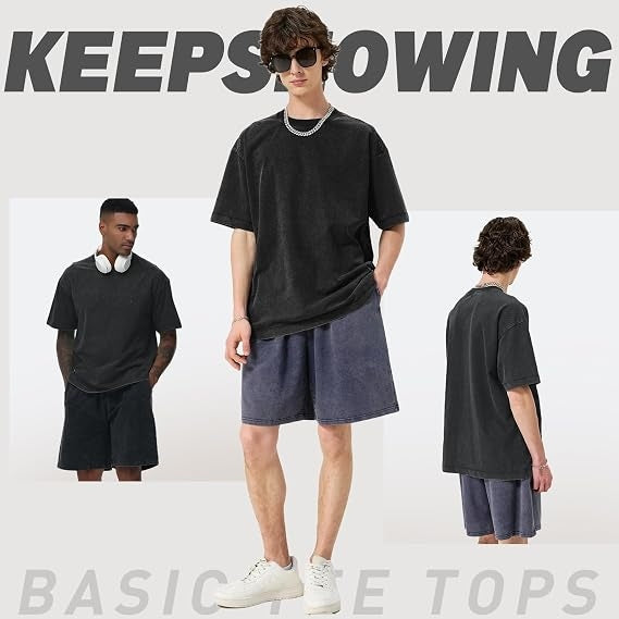 Back to School Distressed Cotton Couple Tees – Breathable Oversized Short Sleeve Tops