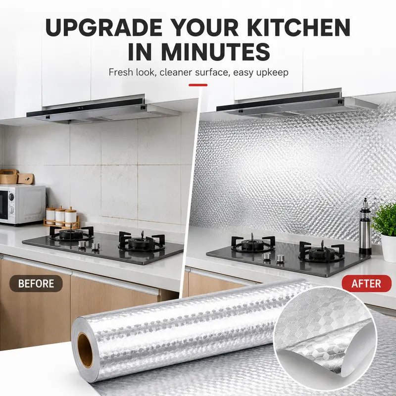 Self Adhesive Aluminum Foil Kitchen Backsplash Wallpaper