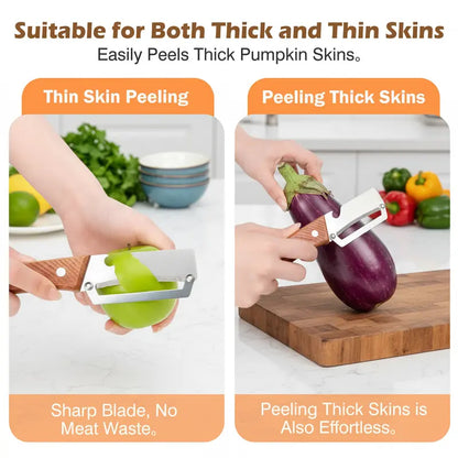 Stainless Steel Sharp Peeler Wooden Handle Built In Bottle Opener