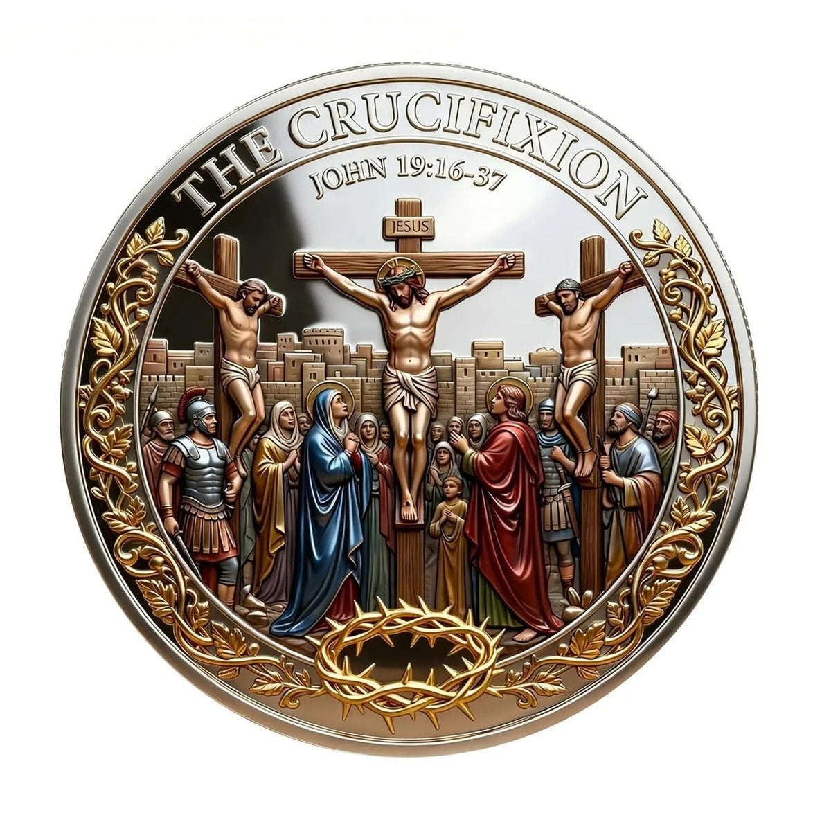 Resurrection Memorial Medal – Cross Design Alloy Relief Keepsake Gift for Church & Family Gathering