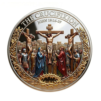 Resurrection Memorial Medal – Cross Design Alloy Relief Keepsake Gift for Church & Family Gathering